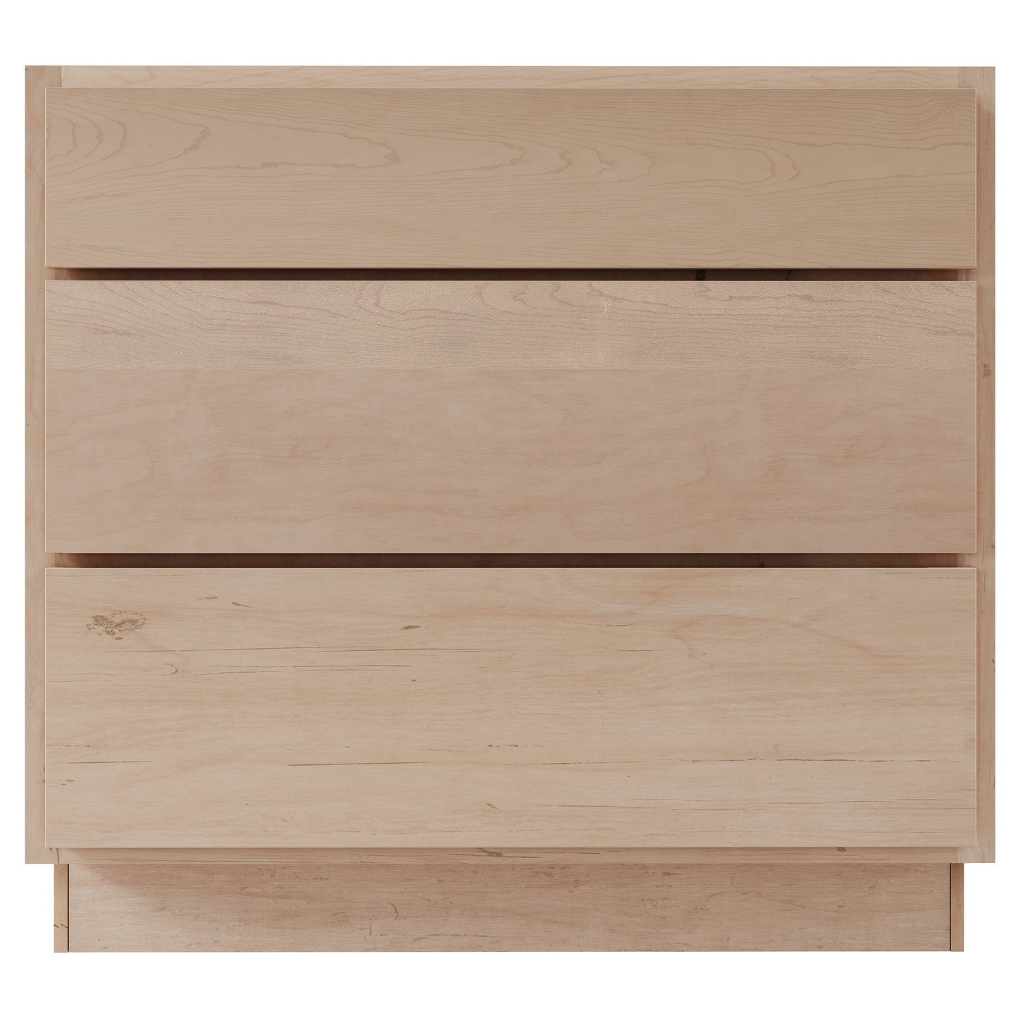 Amishwerks Maple Unfinished Base Cabinets Maple Unfinished 30" 3-Drawer Base Cabinet