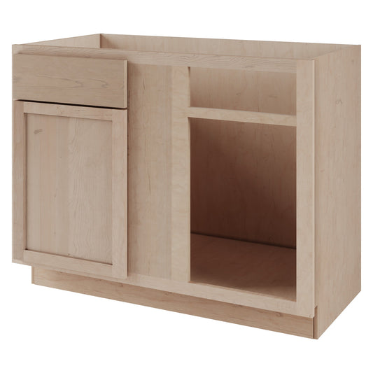 Amishwerks Maple Unfinished Base Cabinets Maple Unfinished 42" Blind Corner Base Cabinet