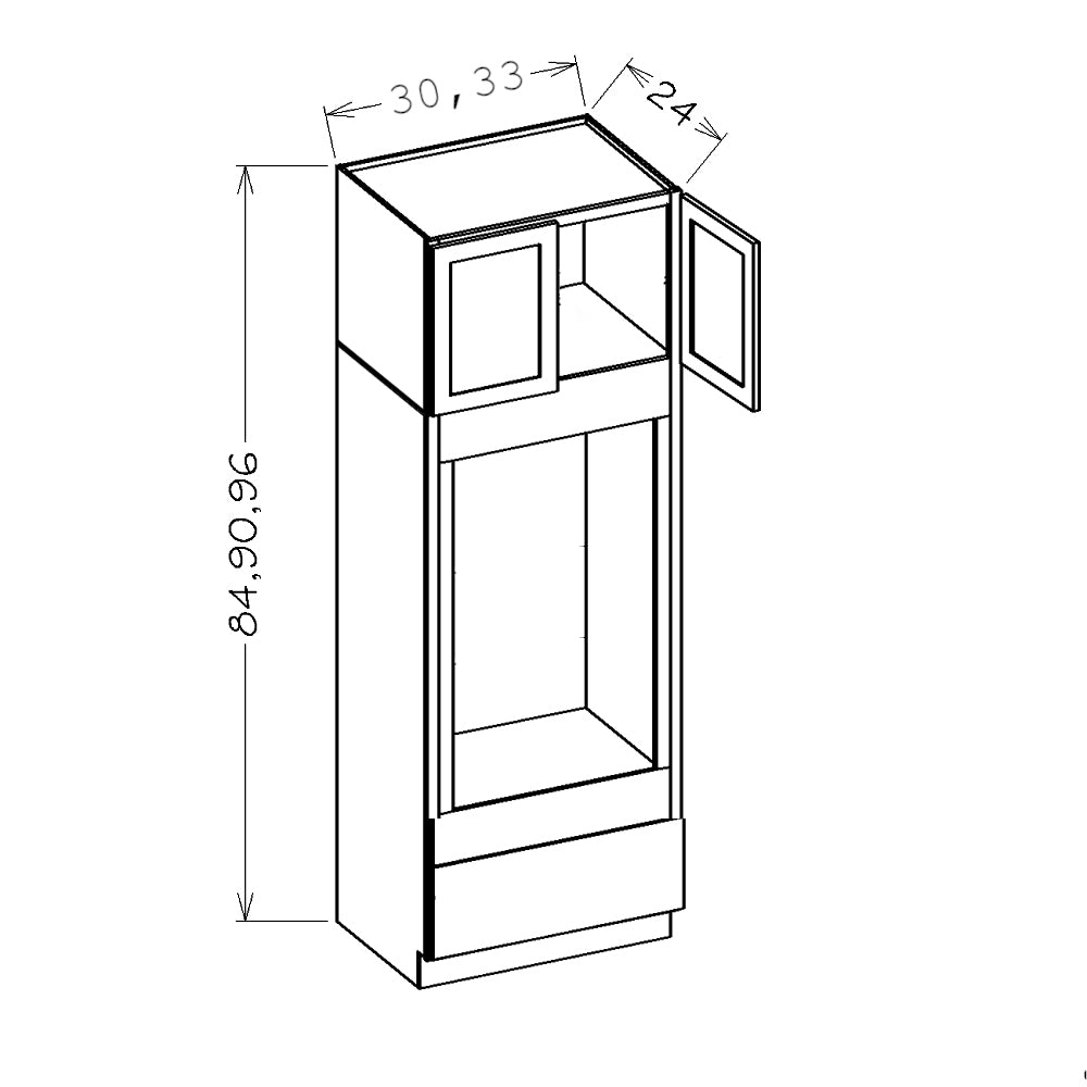 Amishwerks Maple Unfinished Oven and Pantry Cabinets Maple Unfinished 30" x 96" Double Oven Cabinet