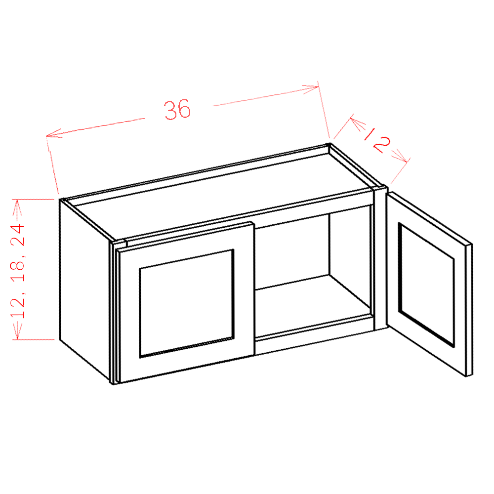 Amishwerks Maple Unfinished Wall Cabinets Maple Unfinished 36" x 24" x 12" Wall Cabinet