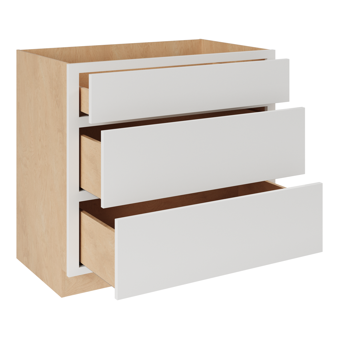 Amishwerks Pure White Base Cabinets Pure White 3-Drawer Base Cabinet