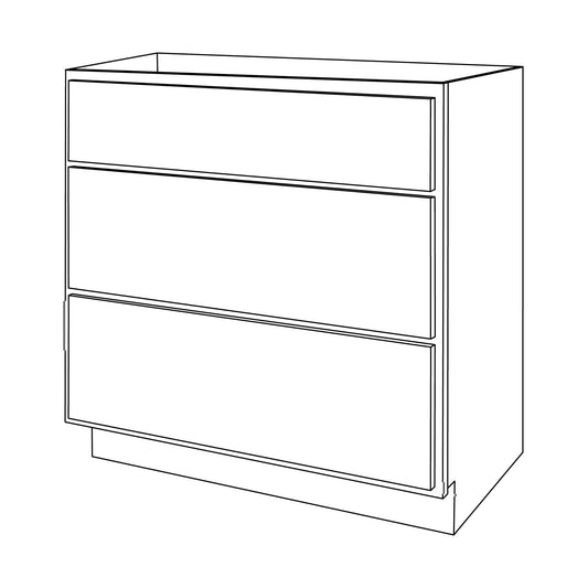 Amishwerks Pure White Bathroom Vanities Pure White 30" Bathroom Vanity 3-Drawer Base Cabinet