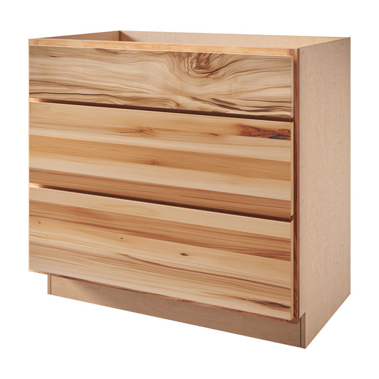 Amishwerks Rustic Hickory Base Cabinets Rustic Hickory 30" 3-Drawer Base Cabinet
