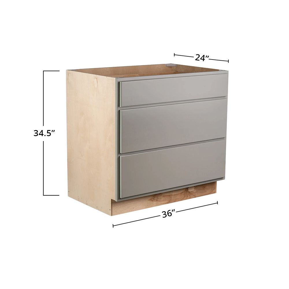 Amishwerks Magnetic Grey Base Cabinets Magnetic Grey 36" 3-Drawer Base Cabinet