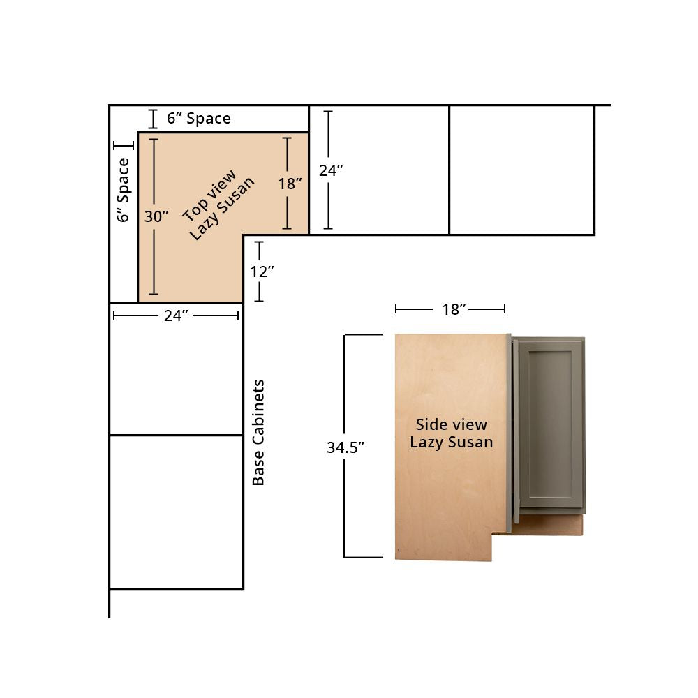 Magnetic Grey 36" Lazy Susan Corner Base Cabinet