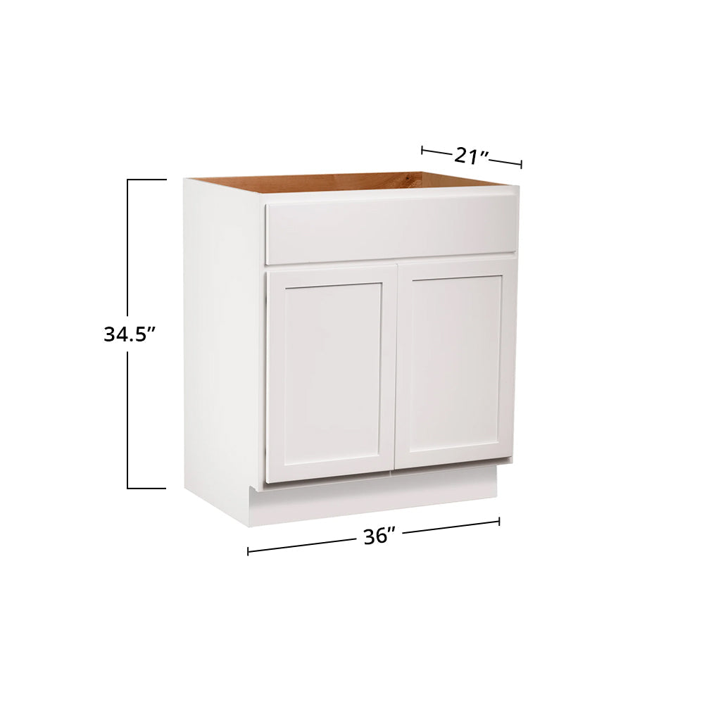 Backwoods Cabinetry Pure White Bathroom Vanities Pure White 36" Bathroom Vanity Sink Base Cabinet