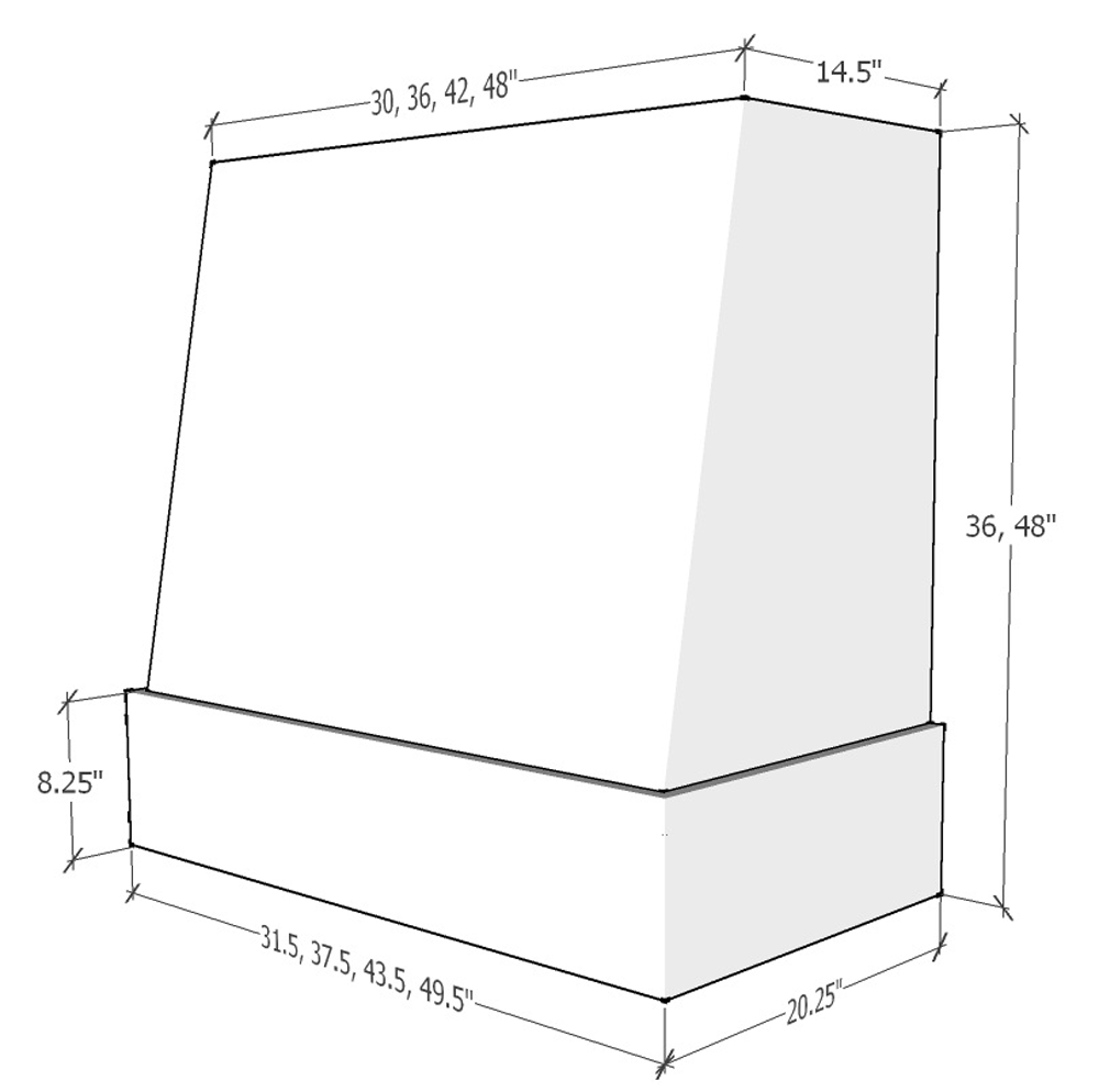 Hoodsly Angled Wood Range Hood Unfinished Wood Range Hood with Angled Front and Walnut Band