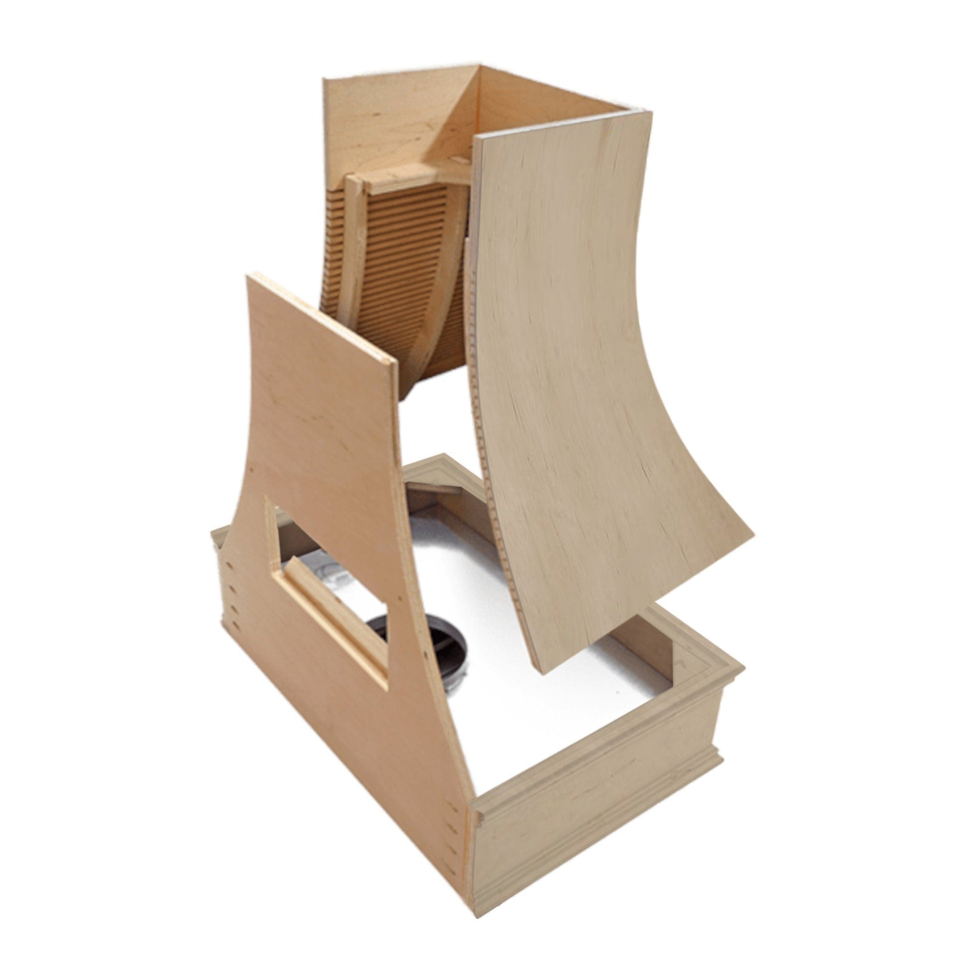 Hoodsly Angled Wood Range Hood Unfinished Wood Range Hood with Angled Front and Walnut Band