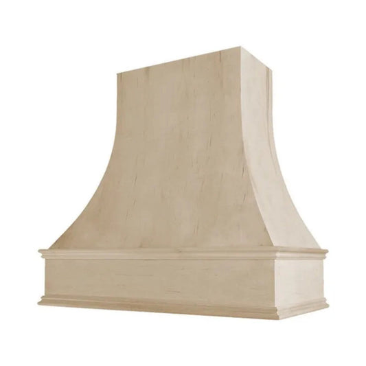 Hoodsly Curved Wood Range Hood Unfinished Wood Range Hood with Curved Front and Classic Trim