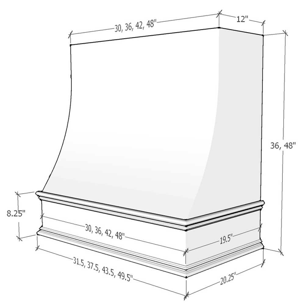 Hoodsly Sloped Wood Range Hood Unfinished Wood Range Hood with Sloped Front and Classic Trim