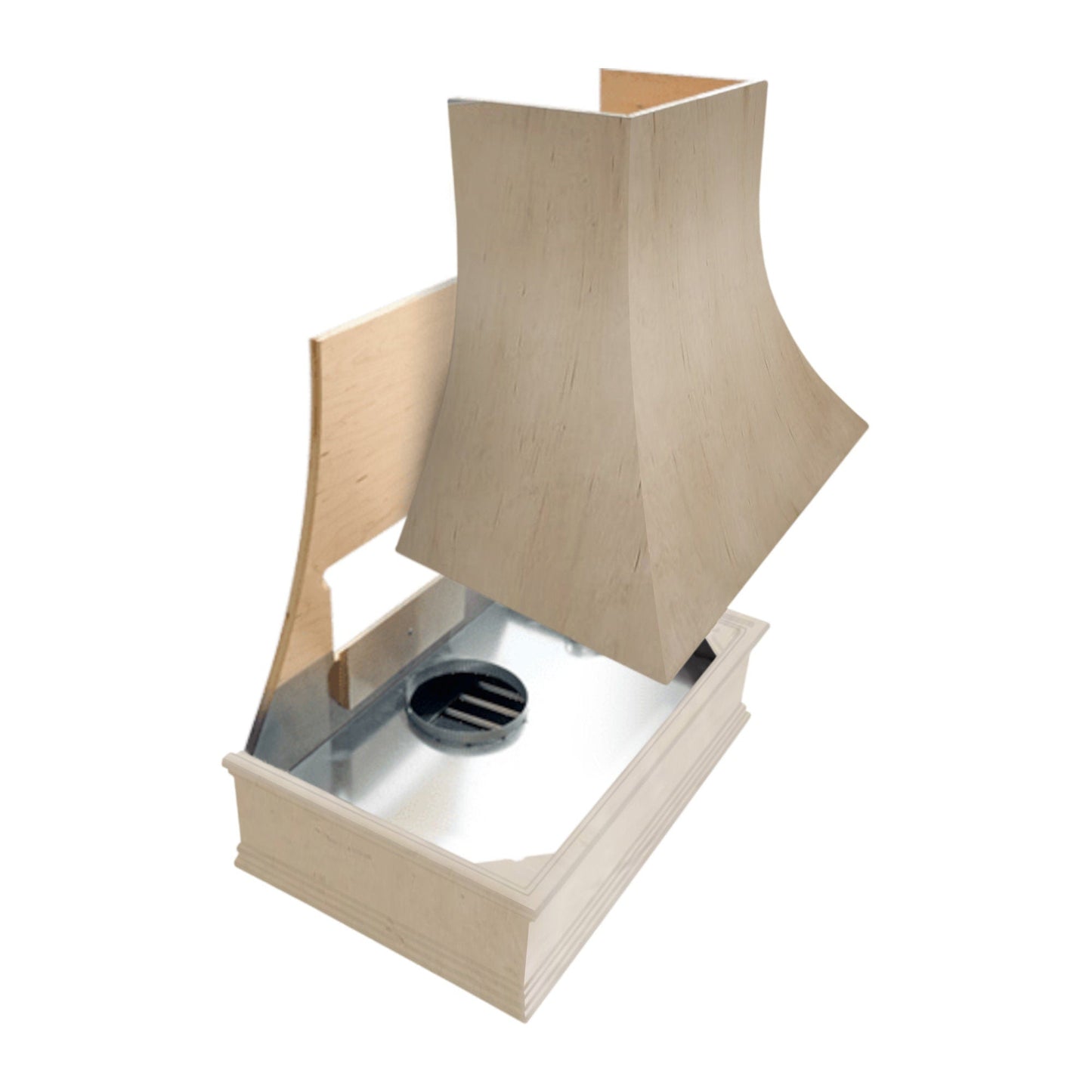 Hoodsly Sloped Wood Range Hood Unfinished Wood Range Hood with Sloped Front and Classic Trim