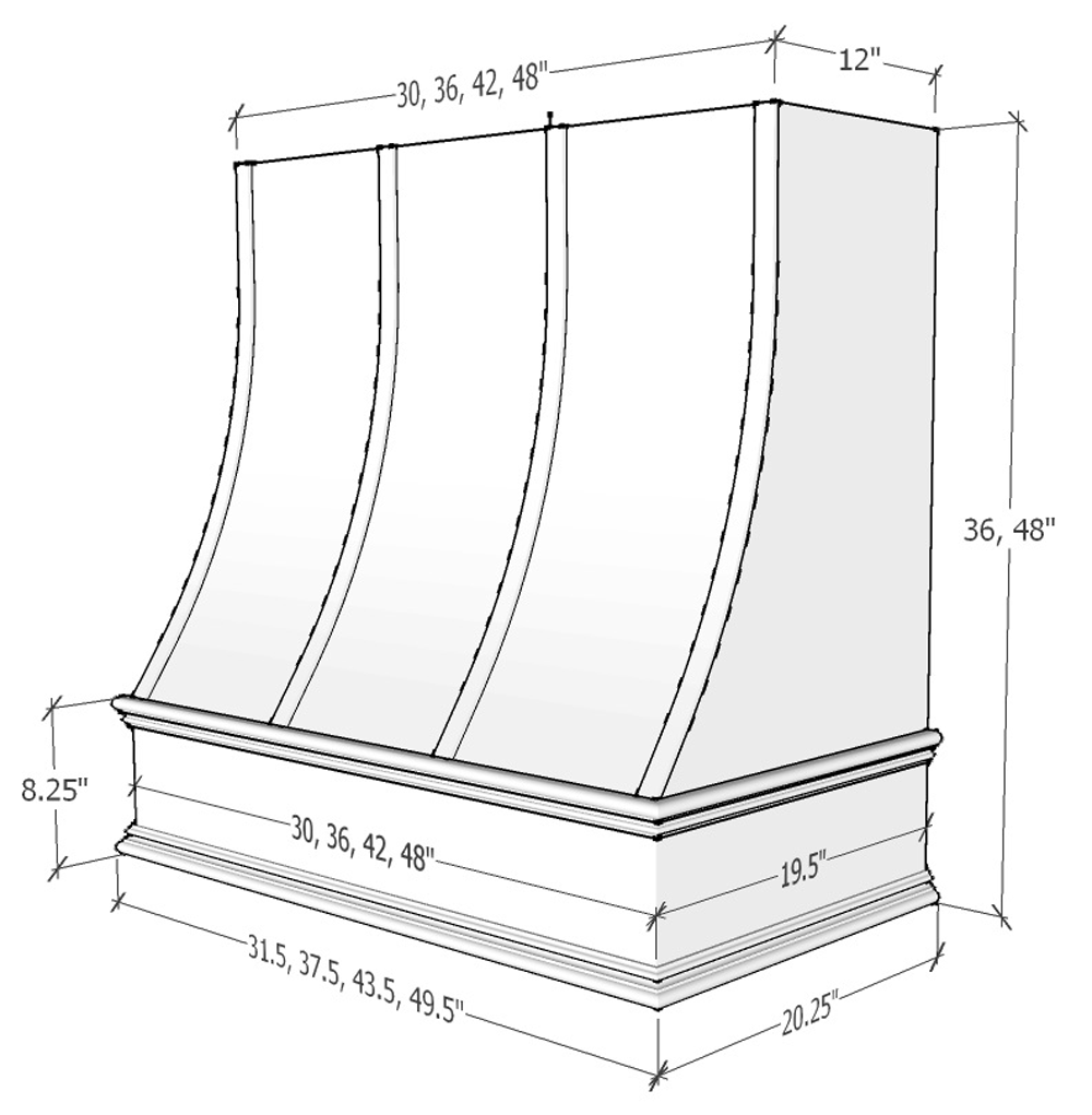 Hoodsly Sloped Wood Range Hood Unfinished Wood Range Hood with Sloped Front, Strapping and Classic Trim