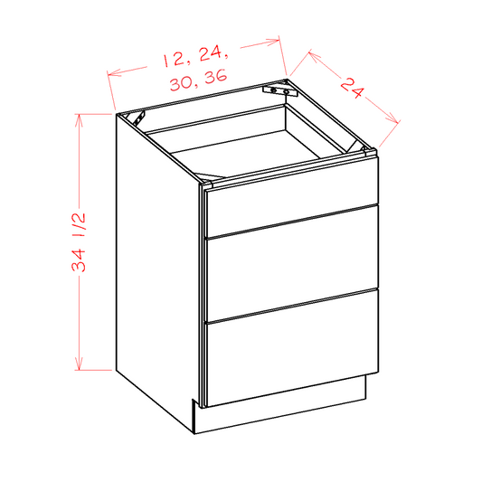 Provincial 24" 3-Drawer Base Cabinet