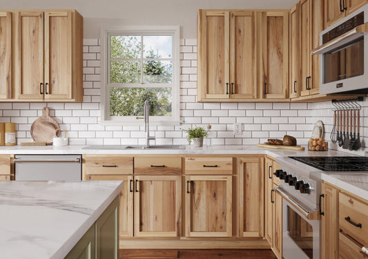 Hickory Unfinished Kitchen Cabinets - 10x10 L-Shaped Kitchen Design Layout