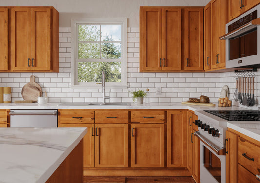 Amishwerks 10x10 L-Shaped Provincial Kitchen Cabinets - 10x10 L-Shaped Kitchen Design Layout