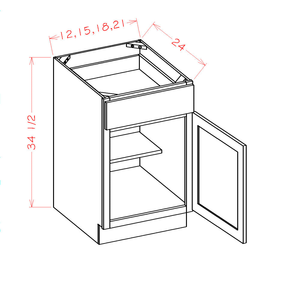 Amishwerks Cherry Unfinished Base Cabinets Cherry Unfinished 18" Base Cabinet