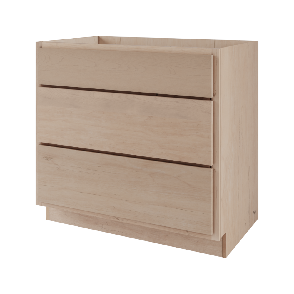 Amishwerks Cherry Unfinished Base Cabinets Cherry Unfinished 36" 3-Drawer Base Cabinet