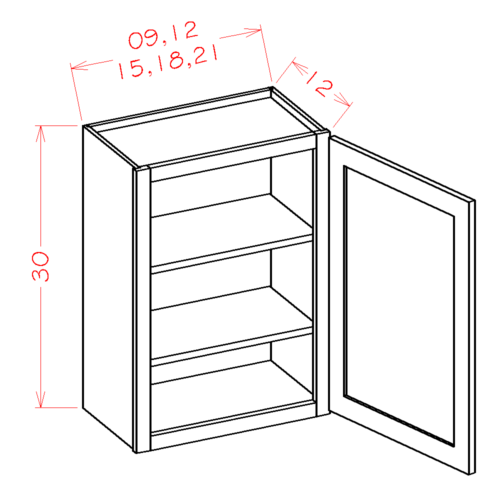 Amishwerks Cherry Unfinished Wall Cabinets Cherry Unfinished 12" x 30" Wall Cabinet