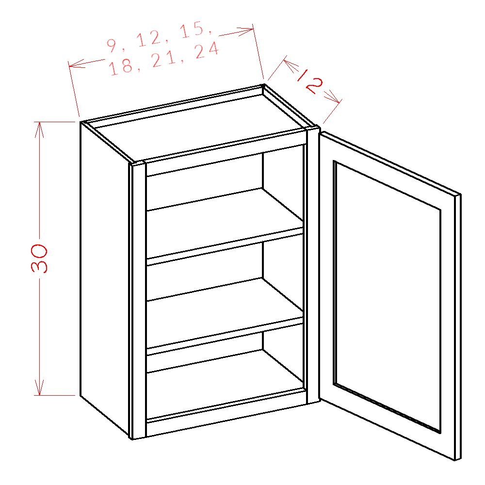 Amishwerks Cherry Unfinished Wall Cabinets Cherry Unfinished 24" x 30" Wall Cabinet