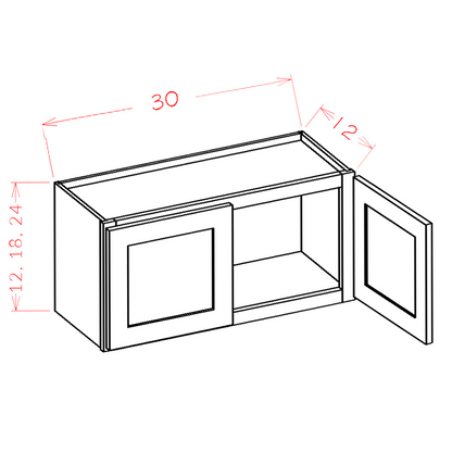 Amishwerks Cherry Unfinished Wall Cabinets Cherry Unfinished 30" x 12" Wall Cabinet