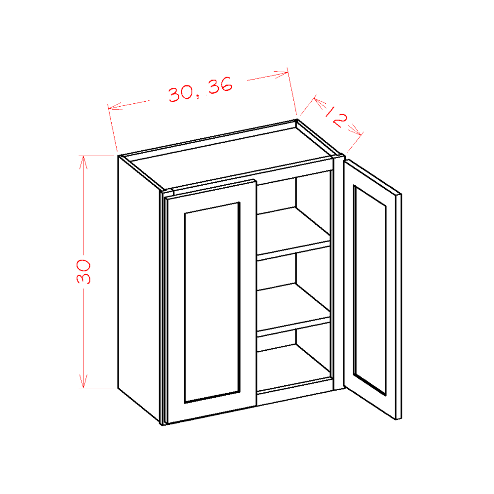 Amishwerks Cherry Unfinished Wall Cabinets Cherry Unfinished 30" x 30" Wall Cabinet