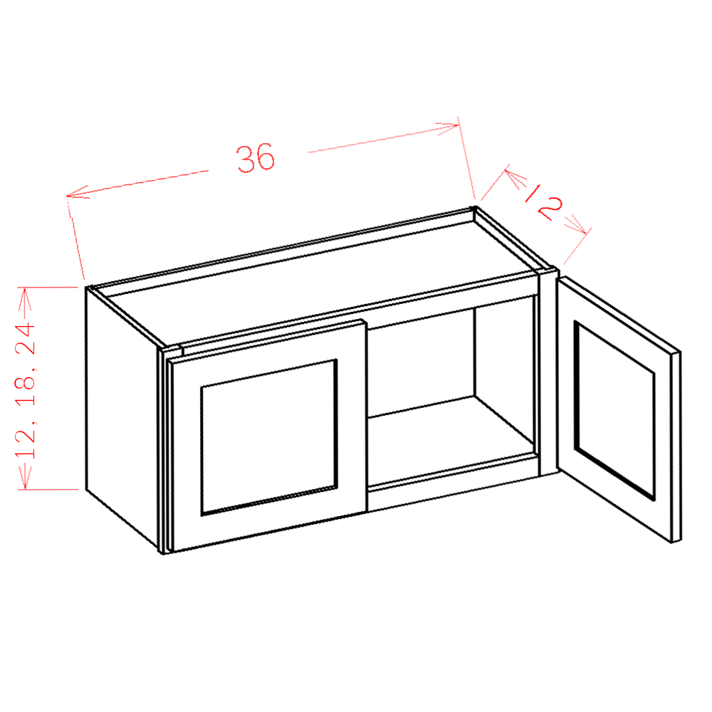 Amishwerks Cherry Unfinished Wall Cabinets Cherry Unfinished 36" x 12" x 12" Wall Cabinet