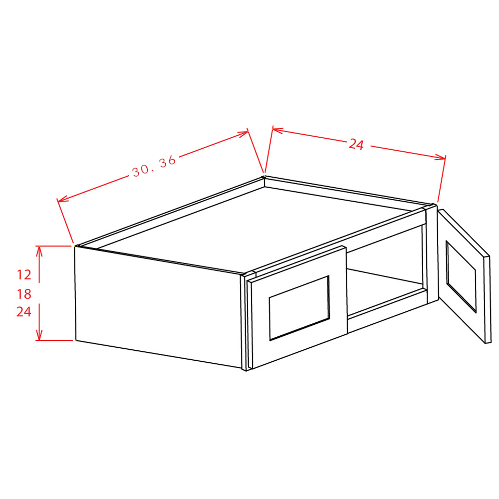 Amishwerks Cherry Unfinished Wall Cabinets Cherry Unfinished 36" x 12" x 24" Refrigerator Wall Cabinet