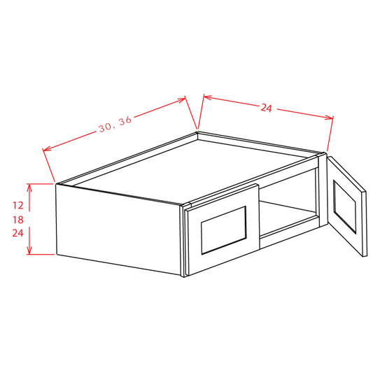 Amishwerks Cherry Unfinished Wall Cabinets Cherry Unfinished 36" x 24" x 24" Refrigerator Wall Cabinet