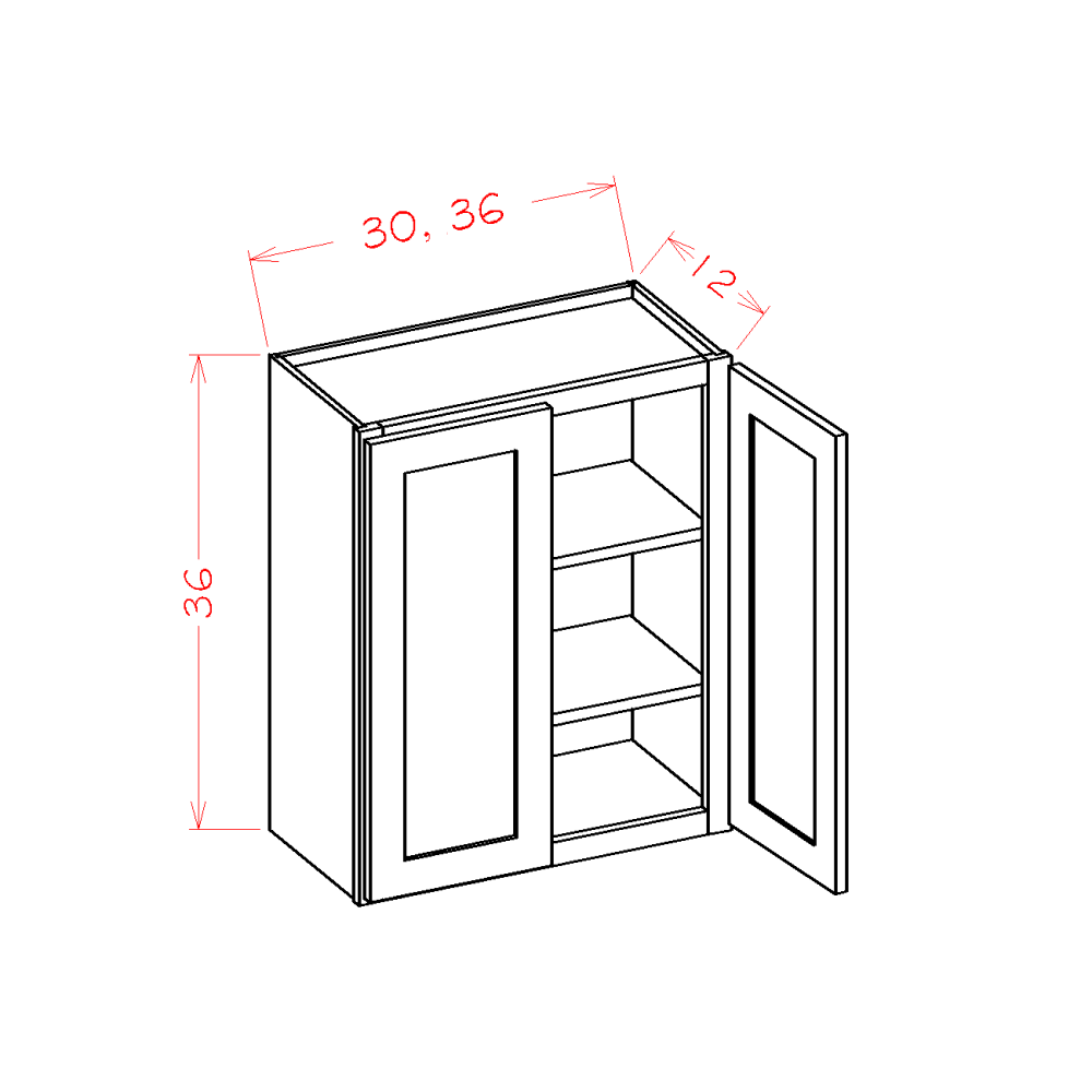 Amishwerks Cherry Unfinished Wall Cabinets Cherry Unfinished 36" x 36" Wall Cabinet