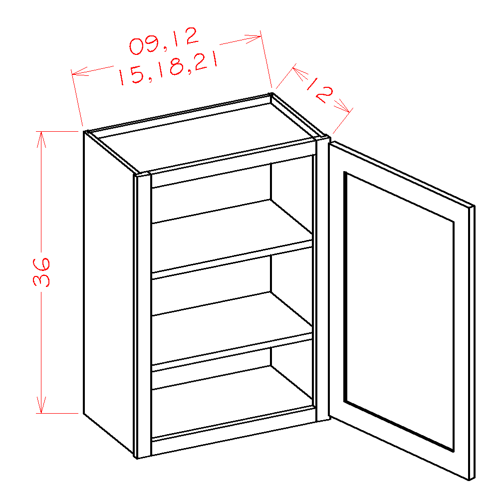 Amishwerks Cherry Unfinished Wall Cabinets Cherry Unfinished 9" x 36" Wall Cabinet