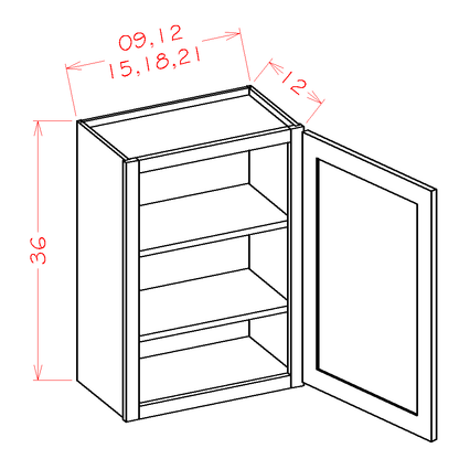 Amishwerks Cherry Unfinished Wall Cabinets Cherry Unfinished 9" x 36" Wall Cabinet