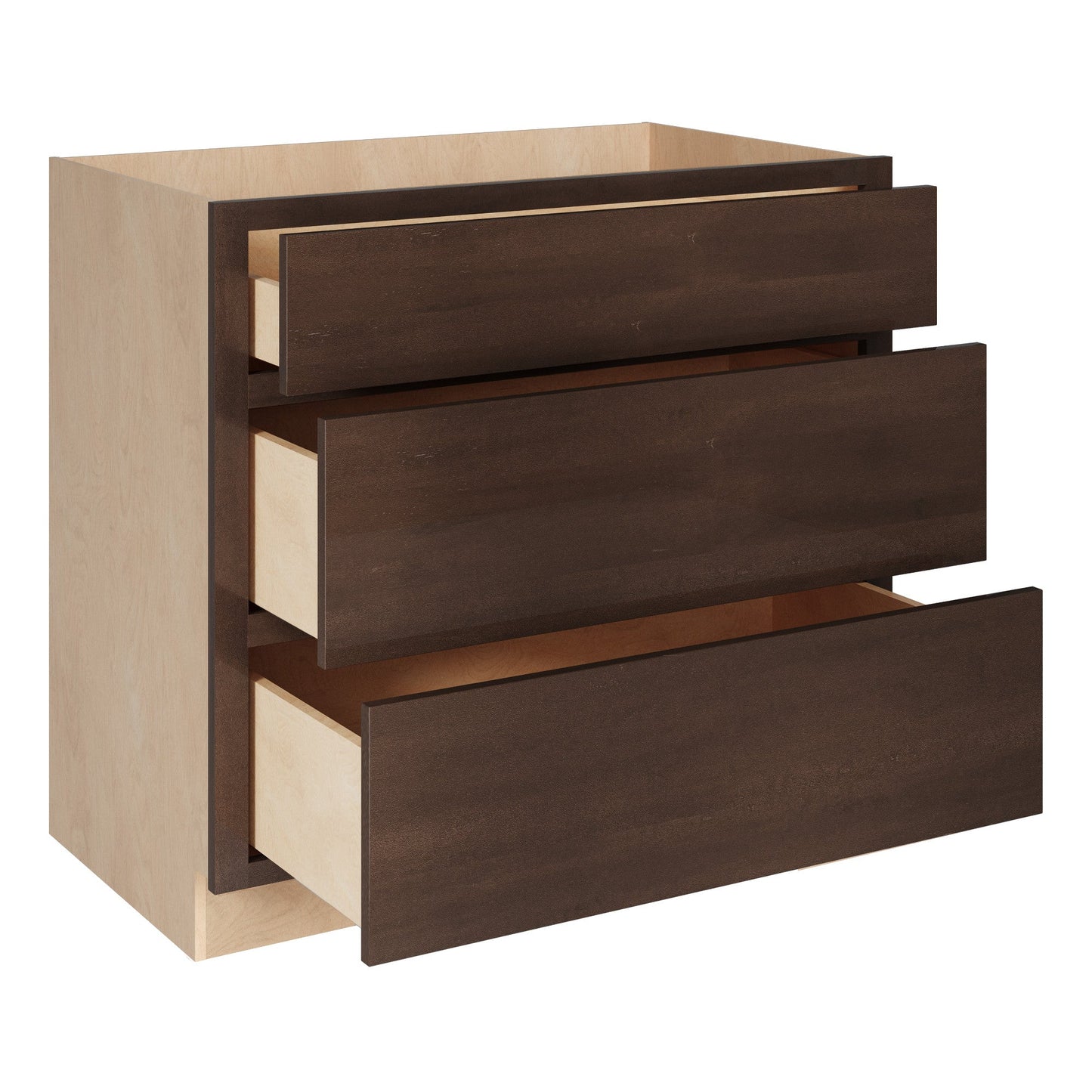 Amishwerks Espresso Base Cabinets Espresso 36" 3-Drawer Base Cabinet