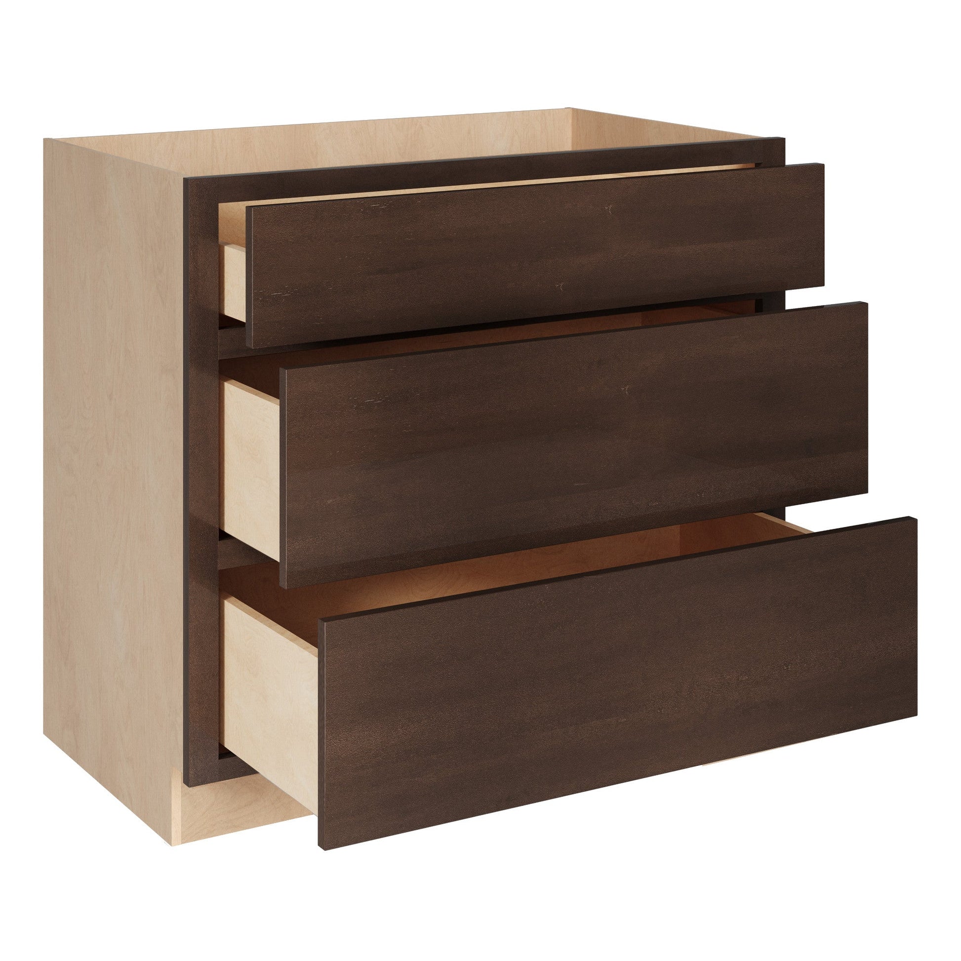 Amishwerks Espresso Base Cabinets Espresso 36" 3-Drawer Base Cabinet
