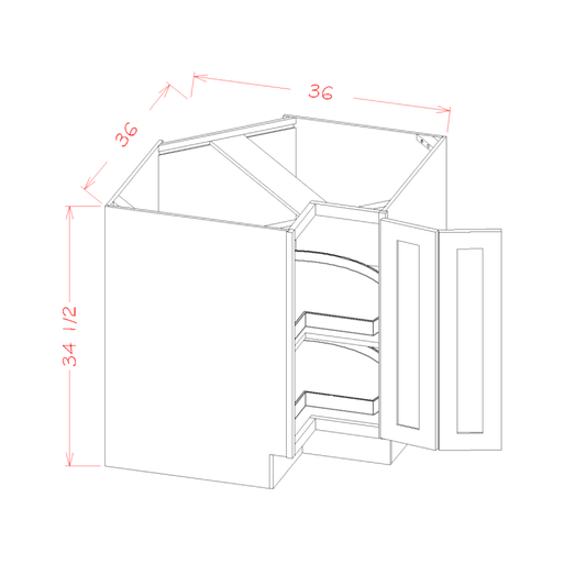 Amishwerks Espresso Base Cabinets Espresso 36" Lazy Susan Corner Base Cabinet