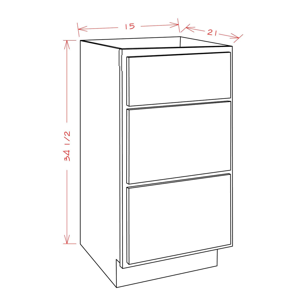 Amishwerks Espresso Bathroom Vanities Espresso 15" Bathroom Vanity 3-Drawer Base Cabinet