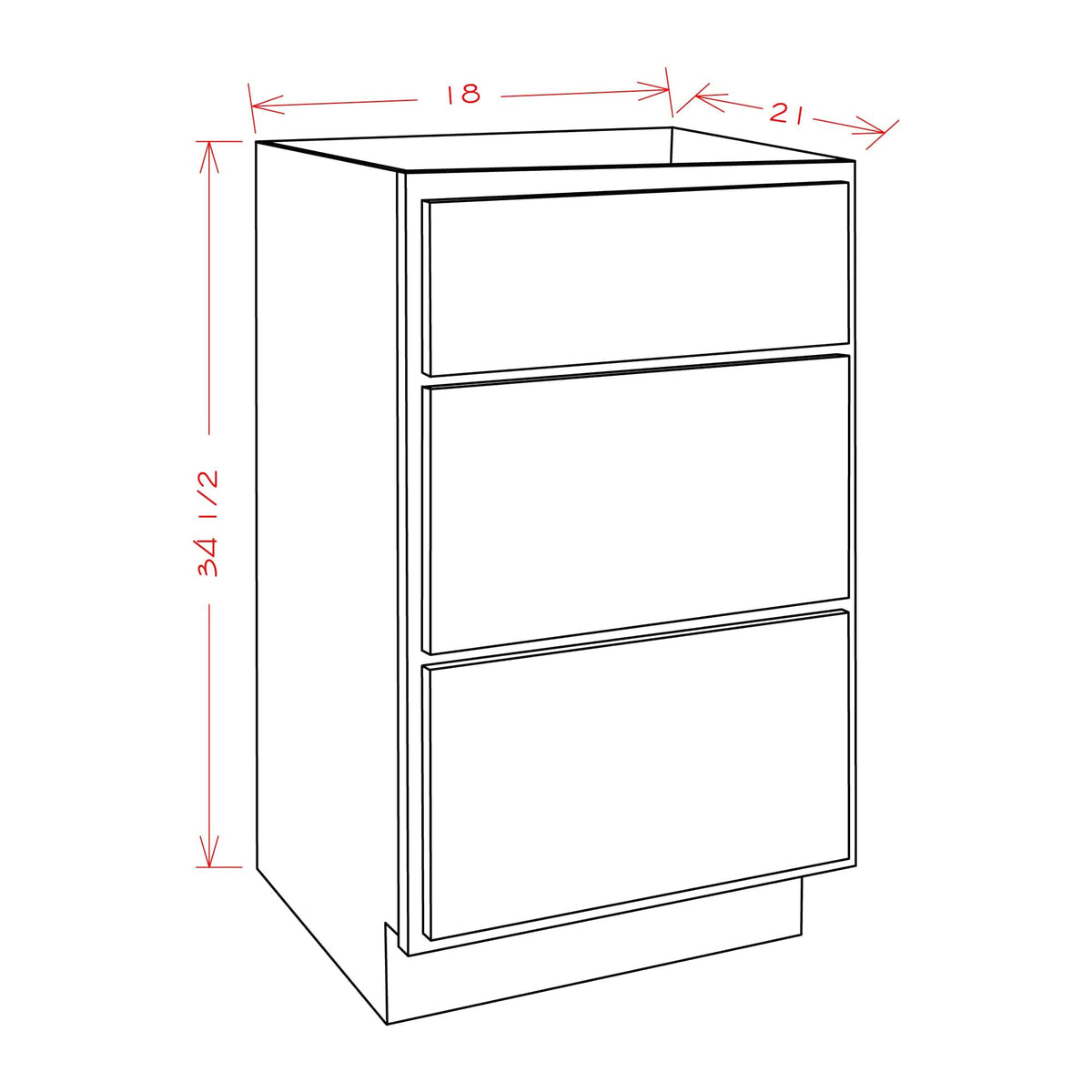 Amishwerks Espresso Bathroom Vanities Espresso 18" Bathroom Vanity 3-Drawer Base Cabinet
