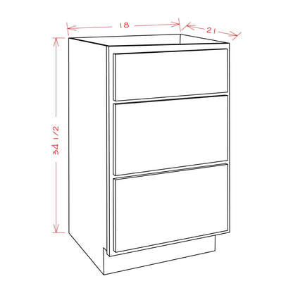 Amishwerks Espresso Bathroom Vanities Espresso 18" Bathroom Vanity 3-Drawer Base Cabinet