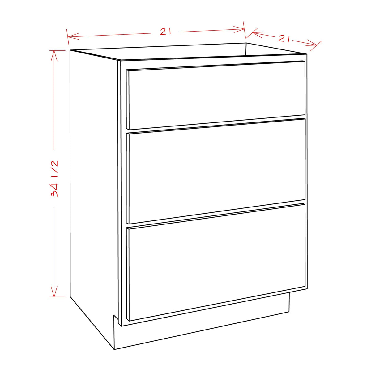 Amishwerks Espresso Bathroom Vanities Espresso 21" Bathroom Vanity 3-Drawer Base Cabinet