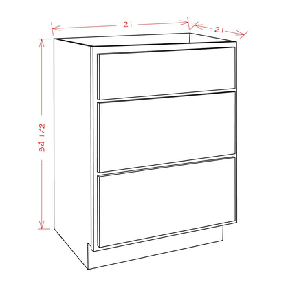 Amishwerks Espresso Bathroom Vanities Espresso 21" Bathroom Vanity 3-Drawer Base Cabinet
