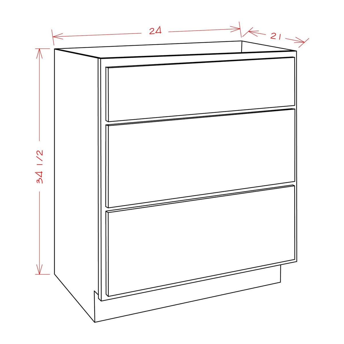 Amishwerks Espresso Bathroom Vanities Espresso 24" Bathroom Vanity 3-Drawer Base Cabinet