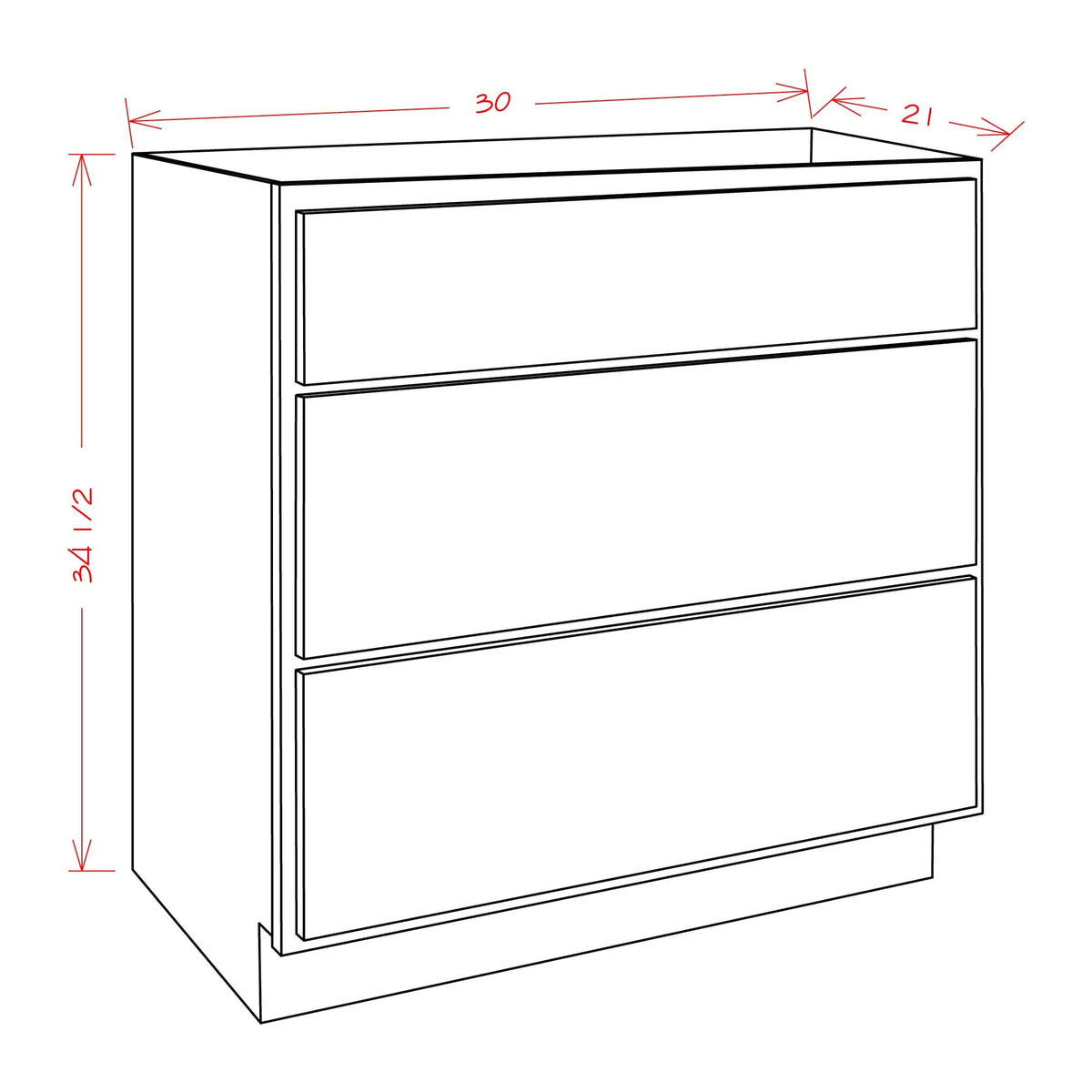 Amishwerks Espresso Bathroom Vanities Espresso 30" Bathroom Vanity 3-Drawer Base Cabinet