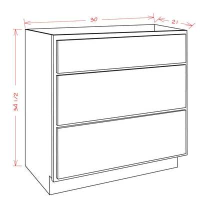 Amishwerks Espresso Bathroom Vanities Espresso 30" Bathroom Vanity 3-Drawer Base Cabinet