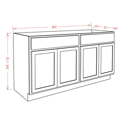 Amishwerks Espresso Bathroom Vanities Espresso 60" Bathroom Vanity Sink Base Cabinet