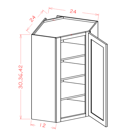 Amishwerks Espresso Wall Cabinets Espresso 24" x 30" Diagonal Corner Wall Cabinet