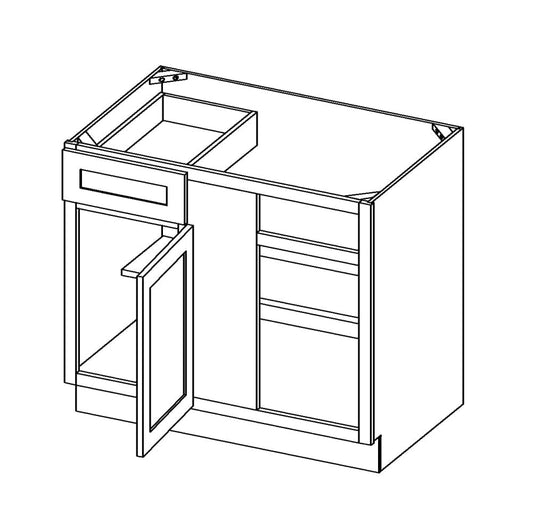 Rustic White Oak Unfinished 39" Blind Corner Base Cabinet