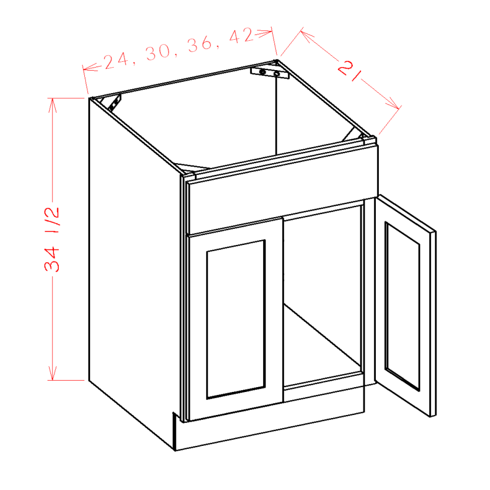 Amishwerks Hickory Unfinished Bathroom Vanities Hickory Unfinished 24" Bathroom Vanity Sink Base Cabinet