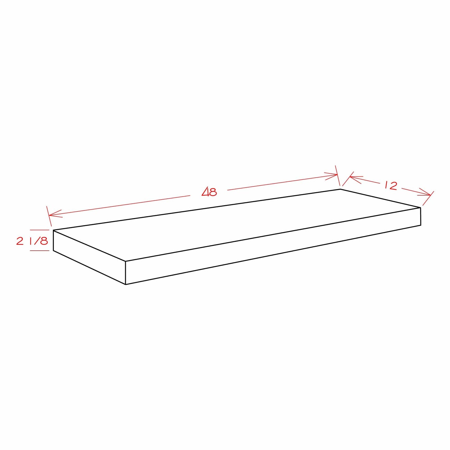 Rustic White Oak Unfinished 48" Floating Shelf