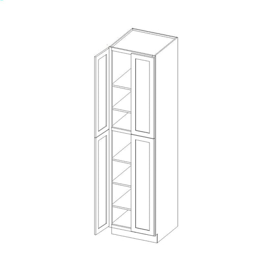 Rustic White Oak Unfinished 36" x 90" Tall Pantry Linen Double Door Cabinet