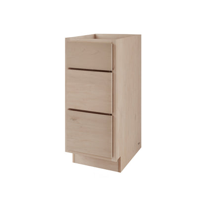 Amishwerks Maple Unfinished Base Cabinets Maple Unfinished 12" 3-Drawer Base Cabinet