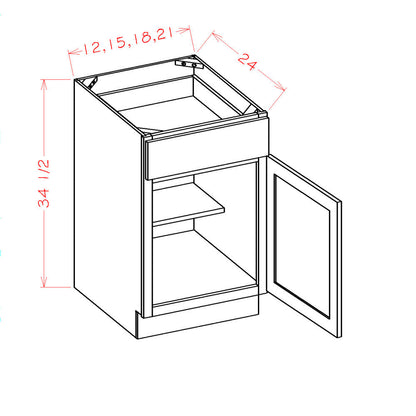 Amishwerks Maple Unfinished Base Cabinets Maple Unfinished 15" Base Cabinet